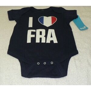 Gen 2 Toddler One Piece Short Sleeve I Love France Blue 12 Months